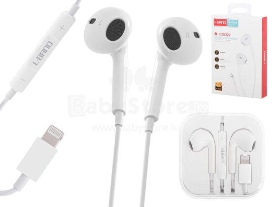 Ikonka Art.KX5322 L-BRNO Lightning wired earphones white