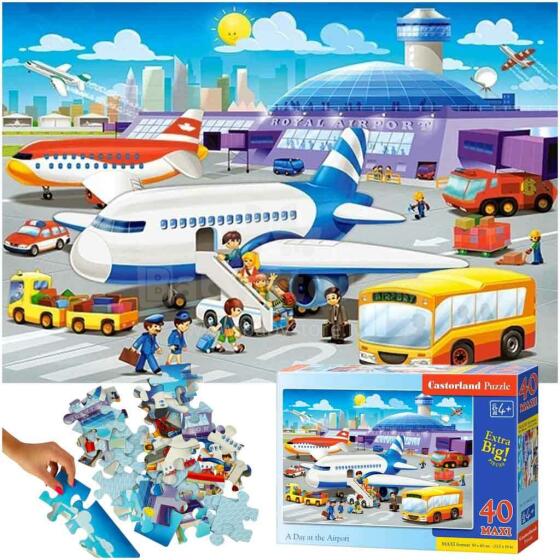 Ikonka Art.KX4373 CASTORLAND Puzzle 40 pieces Maxi A Day at the Airport 4+