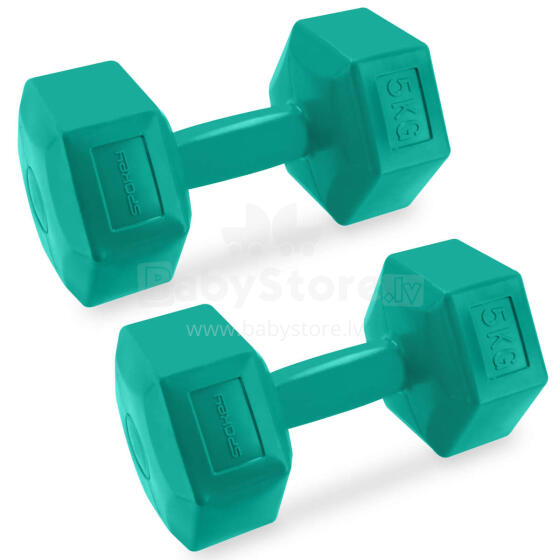 Set of hexagonal dumbbells 2x5 kg Spokey MONSTER