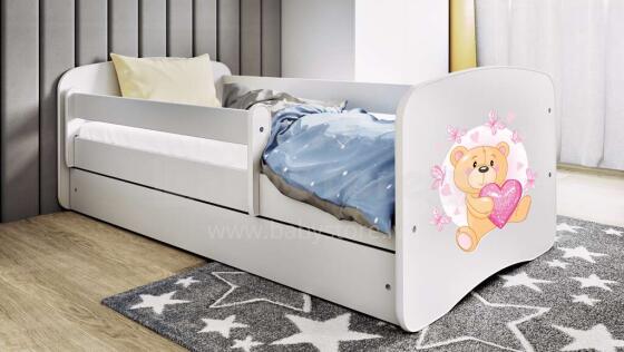 Bed babydreams white teddybear butterflies with drawer with non-flammable mattress 140/70