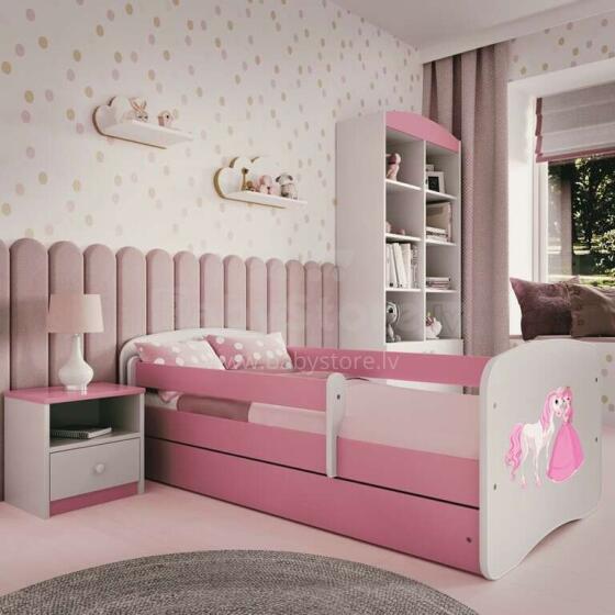 Bed babydreams pink princess horse with drawer with non-flammable mattress 140/70