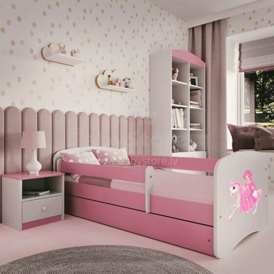 Bed babydreams pink princess on horse with drawer with non-flammable mattress 160/80