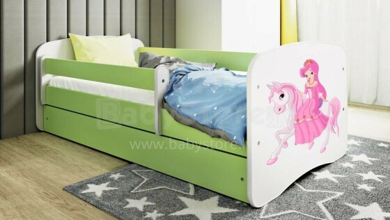 Bed babydreams green princess on horse without drawer without mattress 180/80