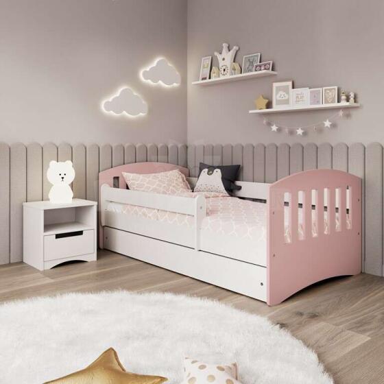 Bed classic 1 mix pale pink with drawer with non-flammable mattress 160/80