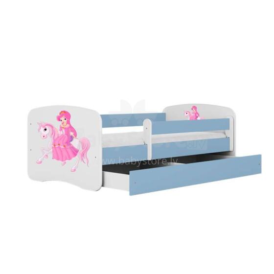 Babydreams blue princess bed on a horse with a drawer, coconut mattress 160/80