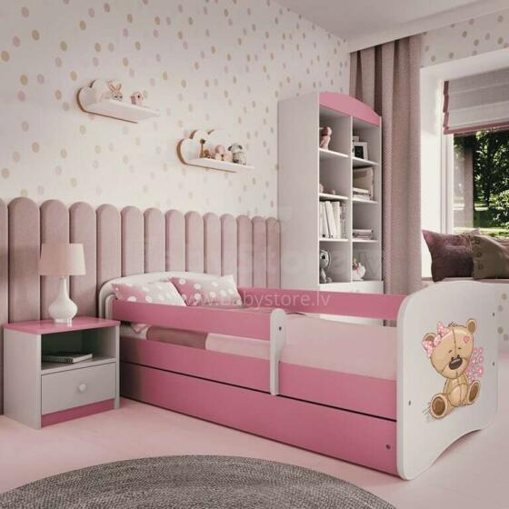 Bed babydreams pink teddybear flowers with drawer with non-flammable mattress 140/70