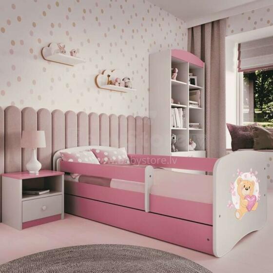 Bed babydreams pink teddybear butterflies with drawer with non-flammable mattress 160/80