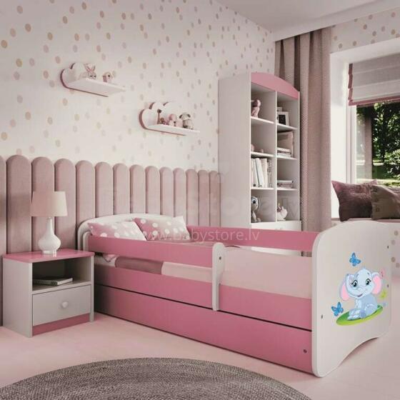 Bed babydreams pink baby elephant with drawer with non-flammable mattress 160/80