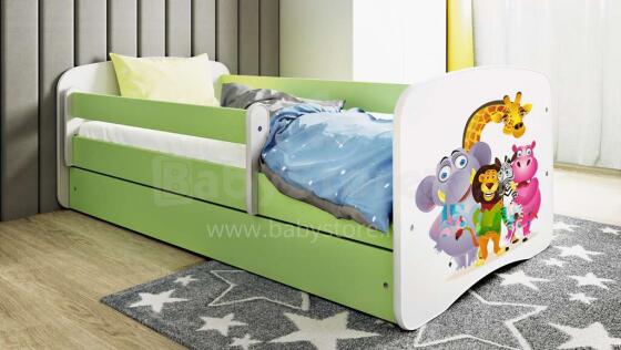 Bed babydreams green zoo with drawer with non-flammable mattress 140/70