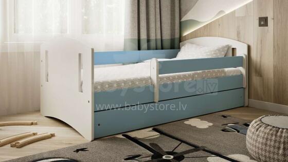 Bed classic 2 blue with drawer with non-flammable mattress 160/80