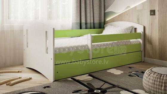 Bed classic 2 green with drawer with non-flammable mattress 180/80