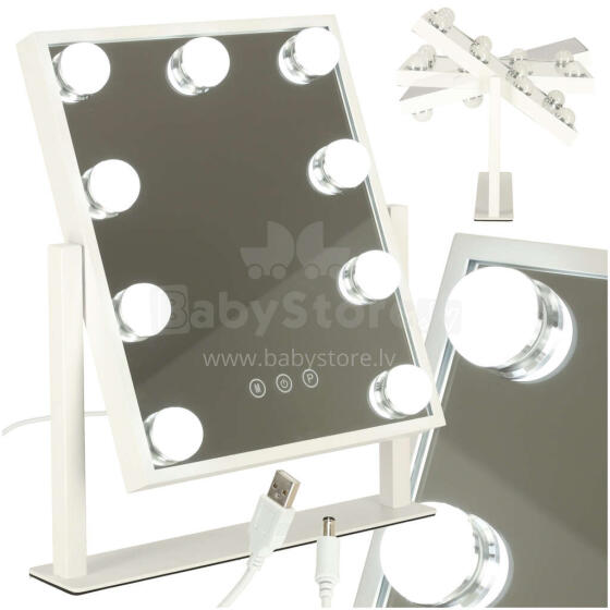 Ikonka Art.KX3942 LED make-up mirror with USB bulbs 25x30cm