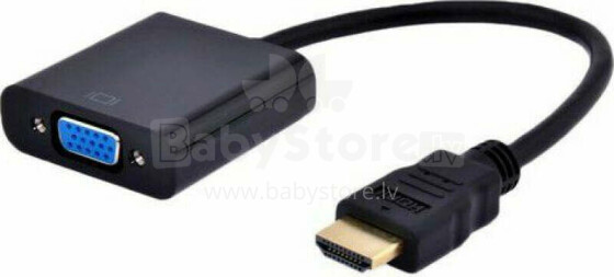 Adapter AV Gembird HDMI - D-Sub (VGA) 0.15m czarny (A-HDMI-VGA-04)