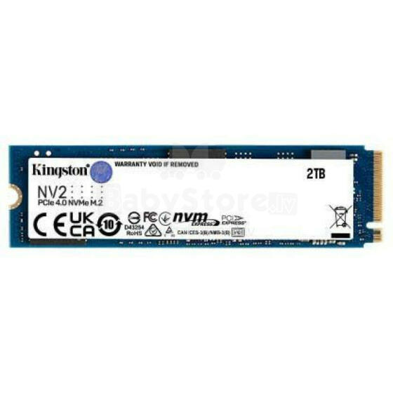 SSD KINGSTON NV2 2 ТБ M.2 PCIE NVMe Скорость записи 2800 МБ/с Скорость чтения 3500 МБ/с 2,2 мм TBW 640 ТБ MTBF 1500000 часов SNV2S/2000G