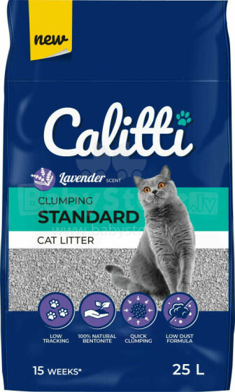 Наполнитель для кошачьего туалета Calitti Бентонитовый наполнитель для кошачьего туалета Standard 25л Лаванда