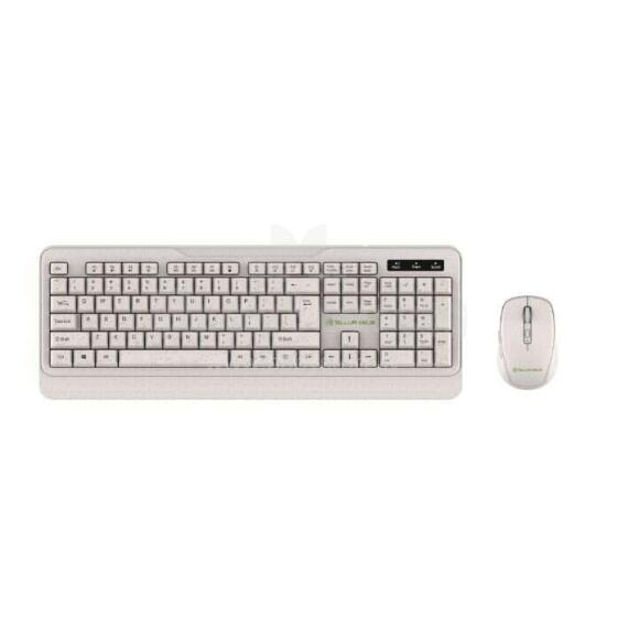 Tellur Green Wireless Keyboard and Mouse Nano Recever Creame