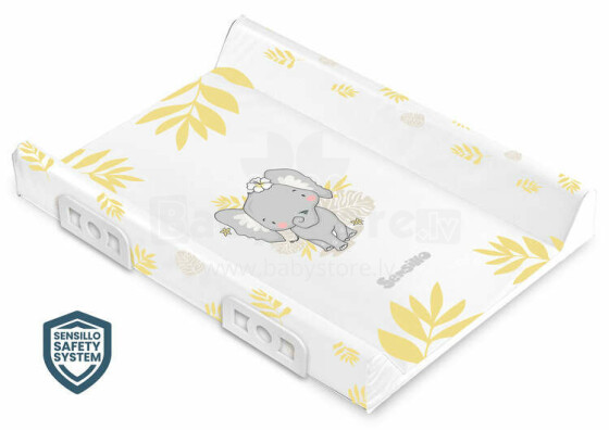 Stiffened Changing Pad WITH SAFETY SYSTEM - SAFARI ELEPHANT 70 cm