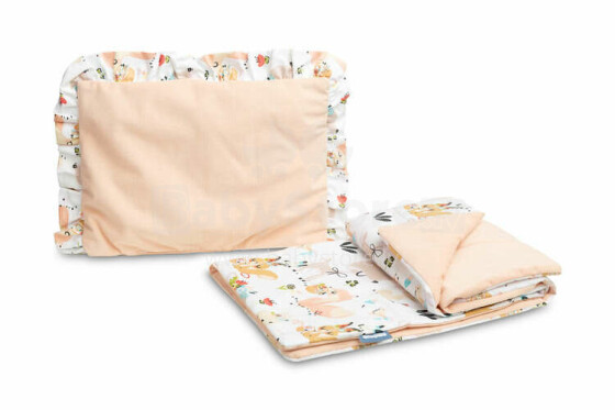 VELVET TROLLEY SET WITH FLOUNCE PICNIC PEACH