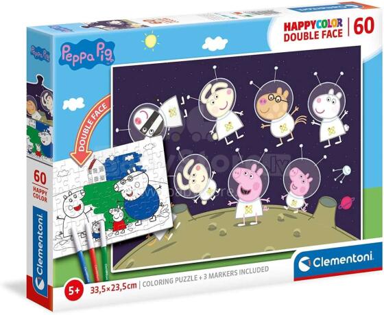 Clementoni Puzle Peppa Pig Art.26096 Divpusēja puzle-krāsojamā grāmata