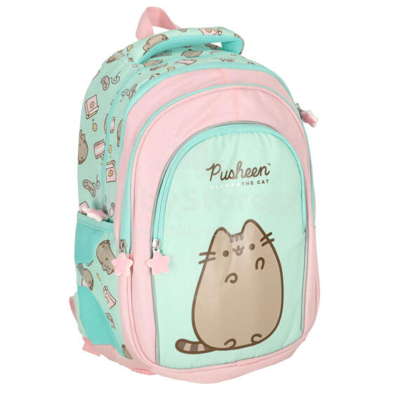 Ikonka Art.KX3766 4 nodalījumu skolas mugursoma 16 collu Pusheen Mint