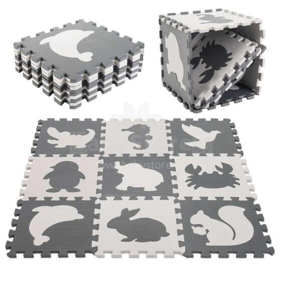 Ikonka Art.KX5207_1 Foam puzzle mat for children 9 el. black-ecru