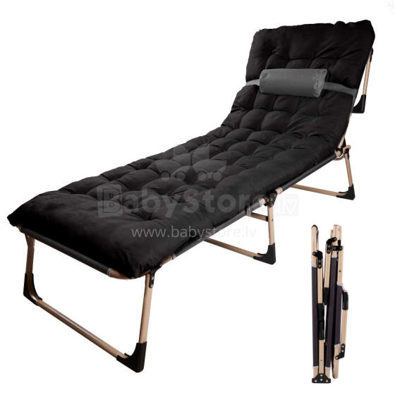 Ikonka Art.KX3910_1 Tourist folding field bed 198 cm black