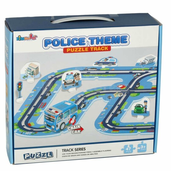 Ikonka Art.KX3822 Police car track puzzle 47 el.