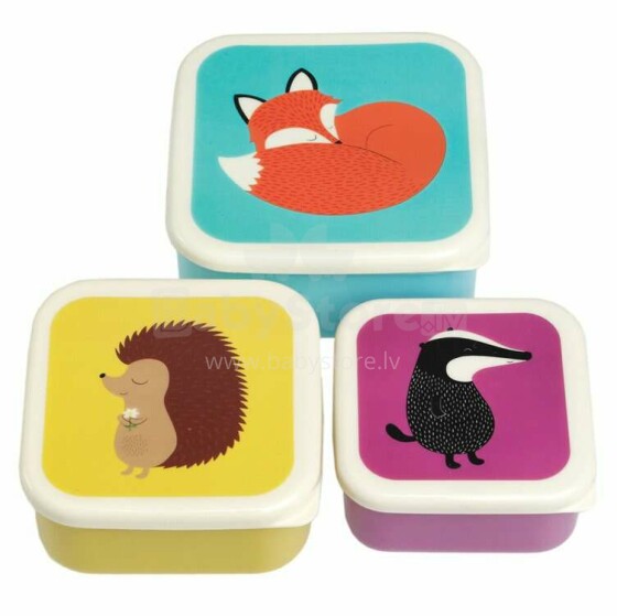Set Of 3 Rusty Fox And Friends Snack Boxes, Rex London