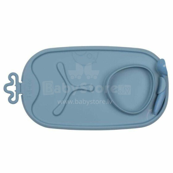 b.box roll + go BLW roll-up feeding mat for children to eat independently blue