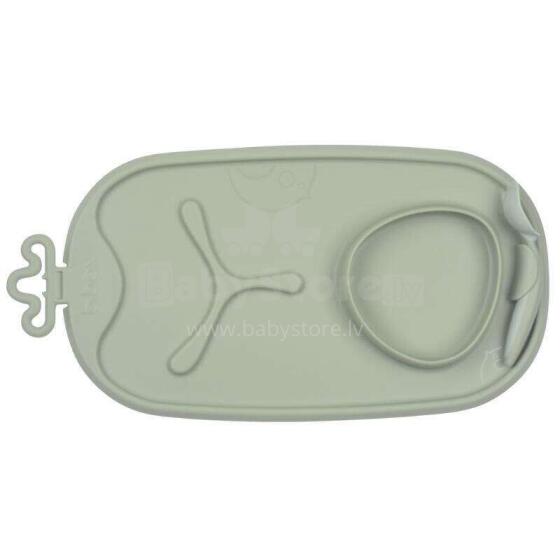 b.box roll + go BLW roll-up feeding mat for children to eat independently sage