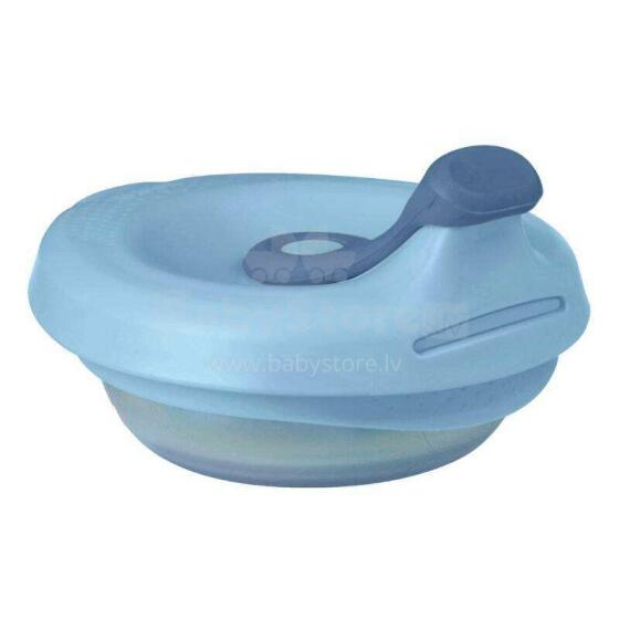 b.box fill+feed Silicone bowl with a lid for feeding babies and children lullaby blue