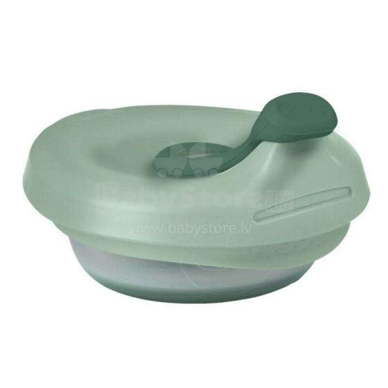 b.box fill+feed Silicone bowl with a lid for feeding babies and children sage