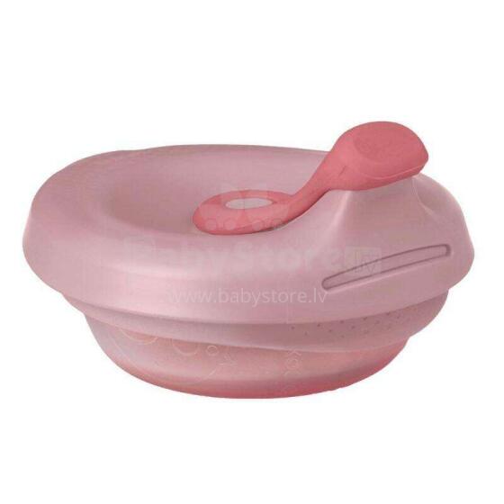 b.box fill+feed Silicone bowl with a lid for feeding babies and children blush