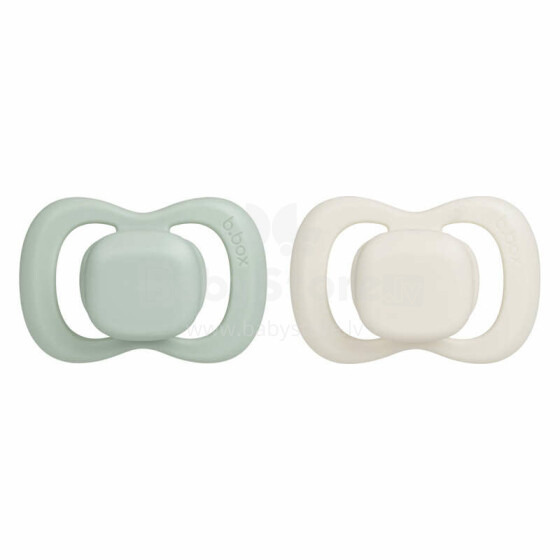 b.box pacifier for newborns and infants twin pack – symmetrical silicone pacifier 0 – 6 months, Sage/Vanilla