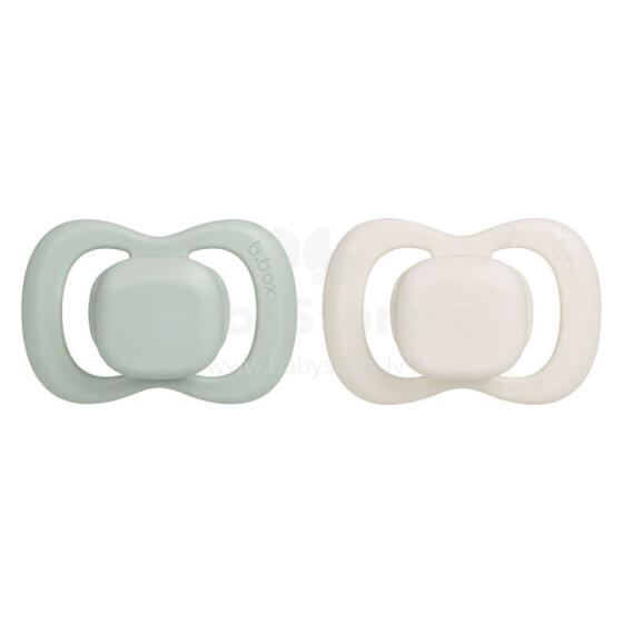 b.box pacifier for newborns and infants twin pack – symmetrical silicone pacifier 6 months+, Sage/Vanilla