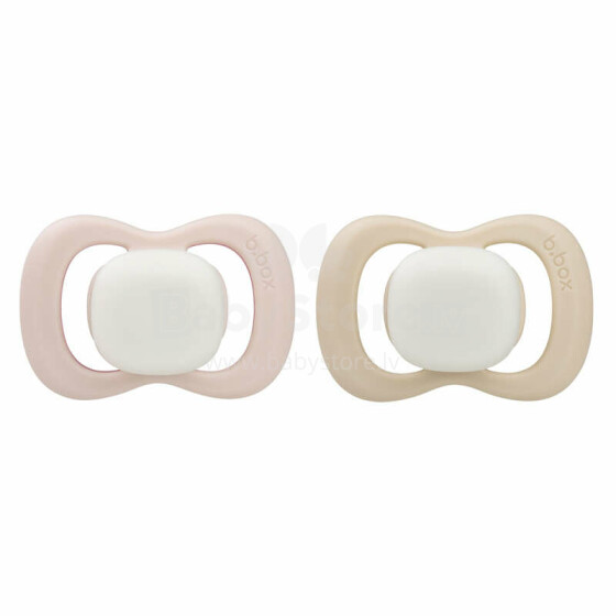 b.box pacifier for newborns and infants twin pack Glow in the dark – symmetrical silicone pacifier 0-6 months, Blush/Latte
