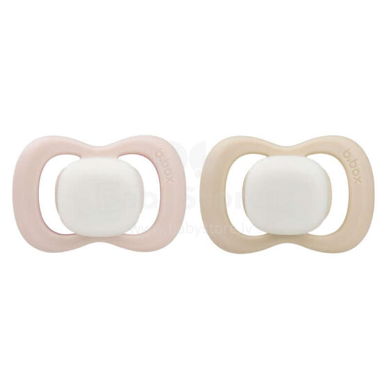 b.box pacifier for newborns and infants twin pack Glow in the dark – symmetrical silicone pacifier 6 months + Blush/Latte