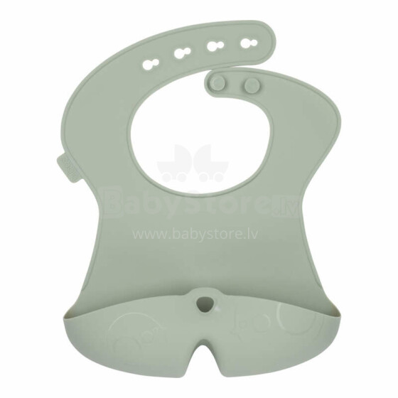 b.box Roll-up silicone bib with an open pocket - a soft bib for children and babies, Sage