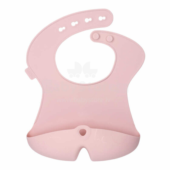b.box Roll-up silicone bib with an open pocket - a soft bib for children and babies, Blush