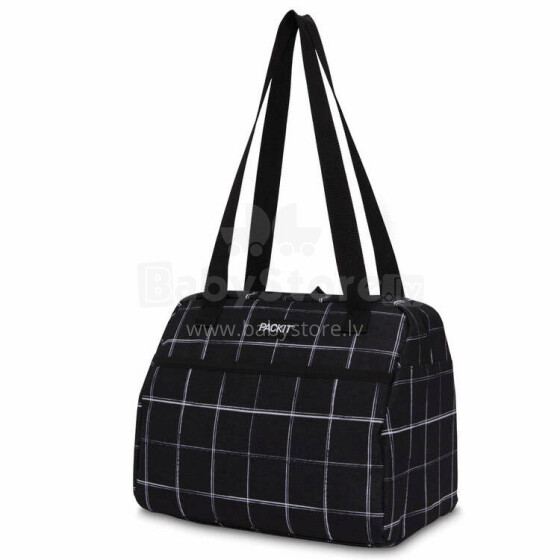 Hampton Lunch Tote Bag, Color - Black Grid, PACKIT
