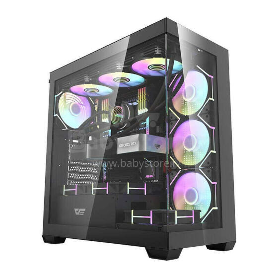 DARKFLASH DS900 computer case (black) with 7 ARGB fans