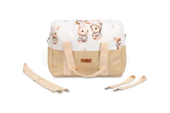 STROLLER BAG ECO LEATHER BEIGE BUNNIES