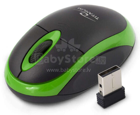 TITANUM WIRELESS 2.4GHZ OPTICAL MOUSE 3D USB VULTURE BLACK/GREEN