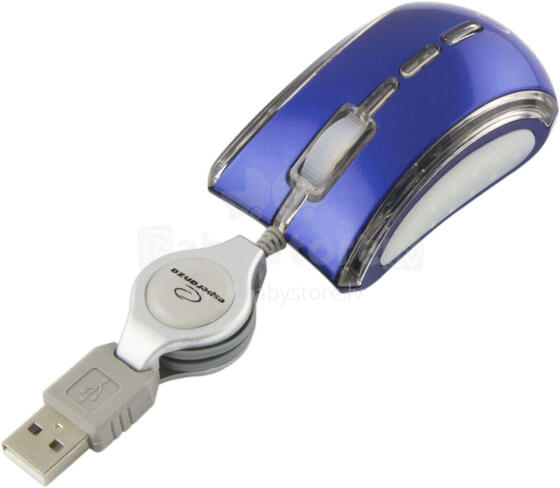  ESPERANZA CELANEO 3D WIRED OPTICAL MOUSE USB WITH RETRACTABLE CABLE BLUE