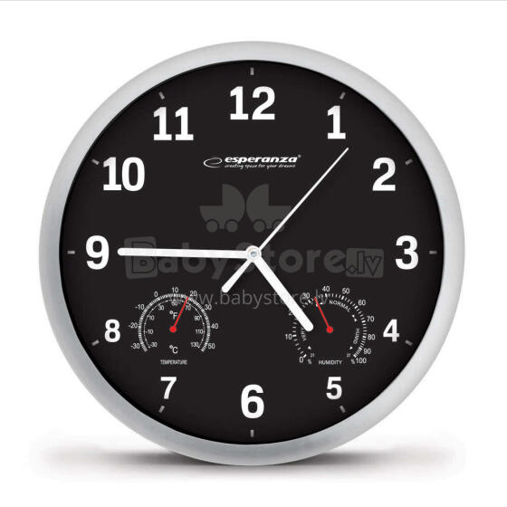  ESPERANZA WALL CLOCK LYON  BLACK