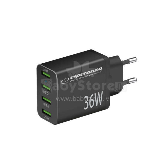 ESPERANZA QUICK POWER CHARGER 36W 4x USB-A QC 3.0 18W