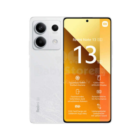 Xiaomi Redmi Note 13 Arctic White 6.67 &quot; AMOLED 1080 x 2400 pixels Mediatek Internal RAM 6 GB 128 GB Dual SIM 5G 4G Main camera 108+2 MP Secondary camera 16 MP Android 13 5000 mAh