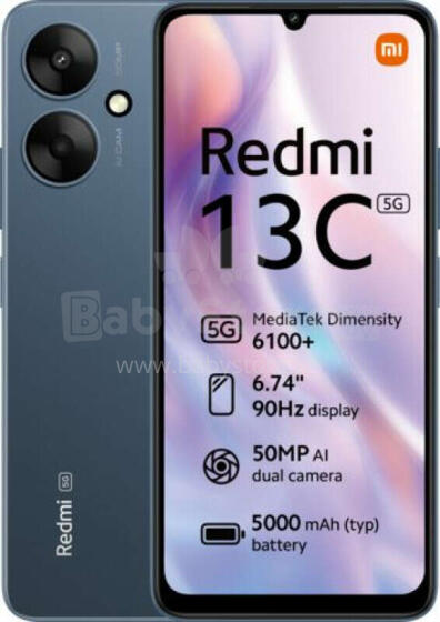 Xiaomi Redmi 13C 5G (Twilight Blue) DS 6.74“ IPS LCD 720x1600/2.2GHz&amp;2.0GHz/128GB/4GB RAM/MIUI 14/microSDXC/WiFi,BT,5G,MZB0GXUEU