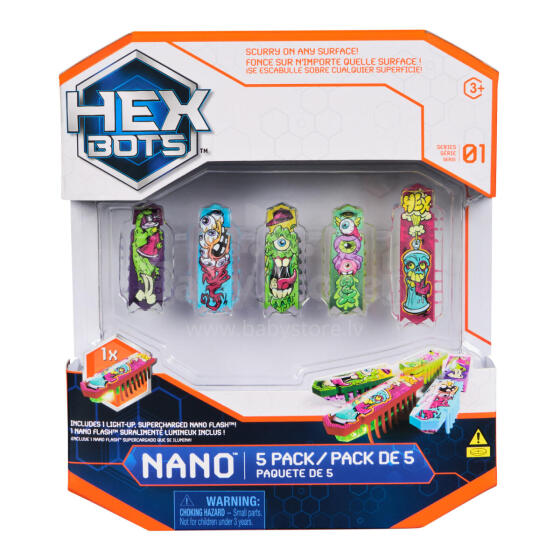 HEX BOTS Interaktiivinen Nano Flash, 5 kpl