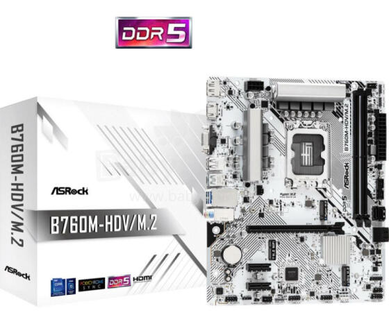 Mainboard ASROCK Intel B760 Express LGA1700 Micro-ATX Memory DDR5 Memory slots 2 2xPCI-Express 3.0 1x 1xPCI-Express 4.0 16x 1xM.2 1x15pin D-sub 1xHDMI 1xDisplayPort 1xAV-In 1xAV-out 1xMicroph